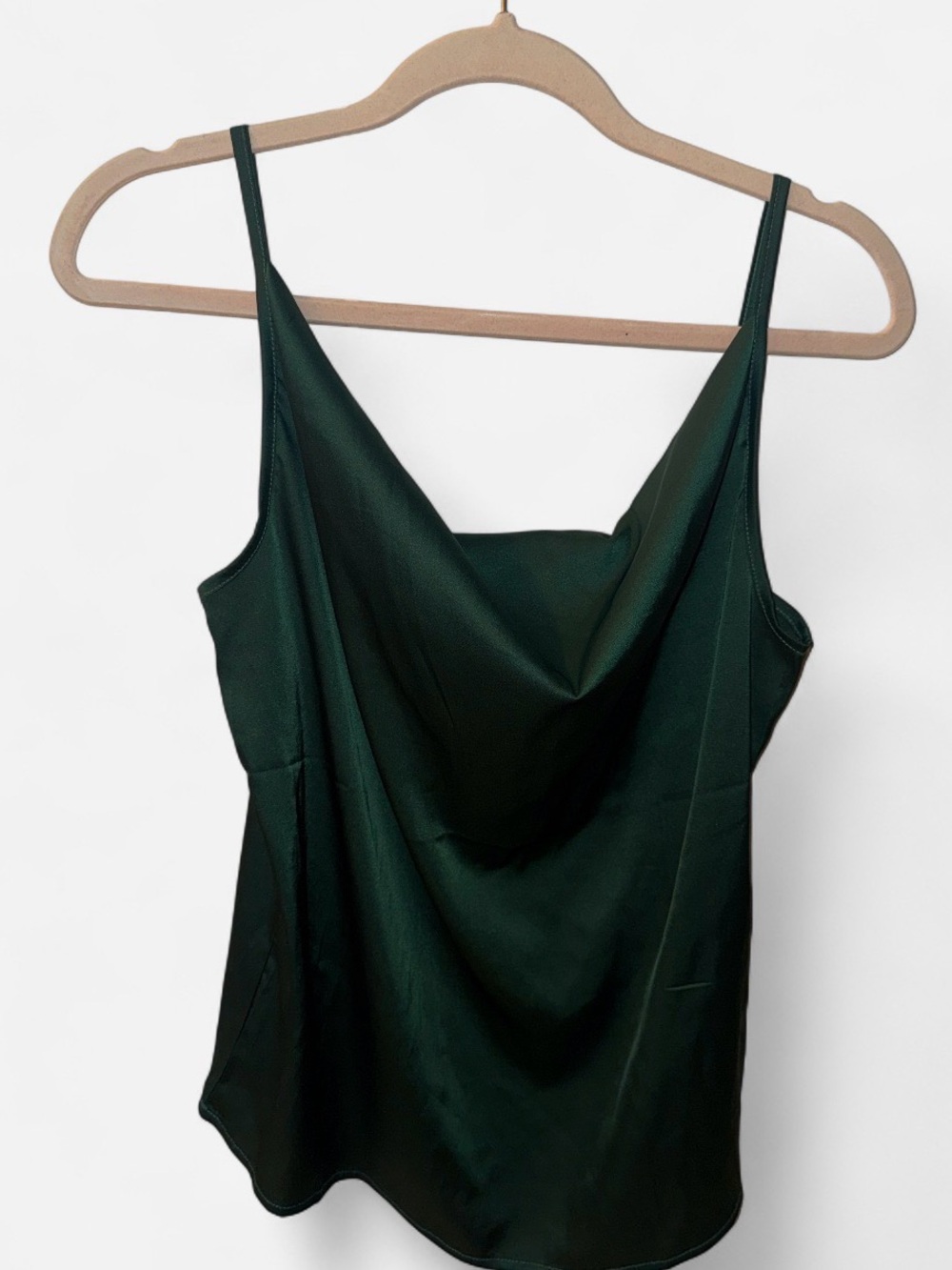 Source Unknown Deep Green Satin Cowl Neck Camisole